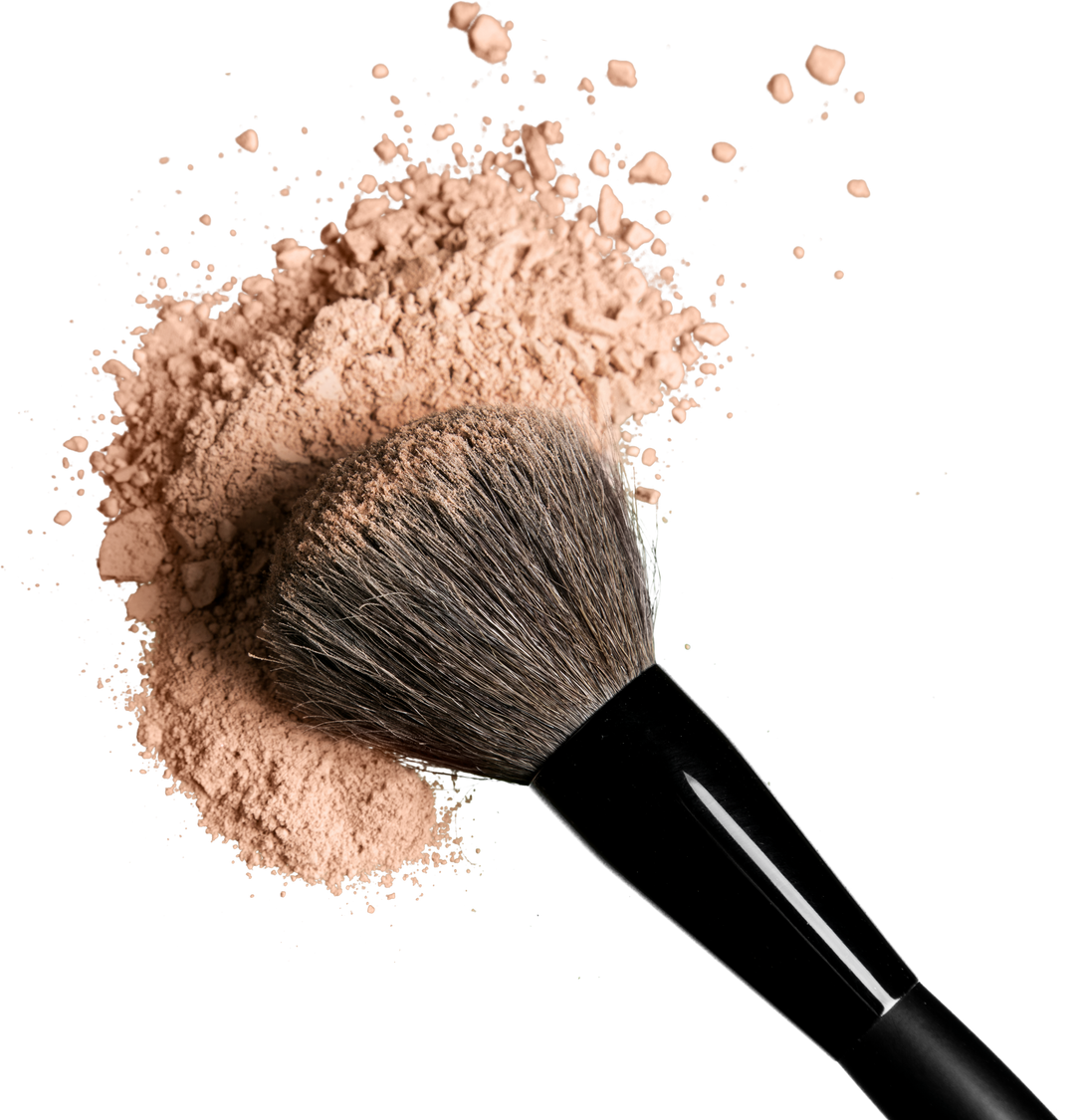 Powdered foundation and a brush